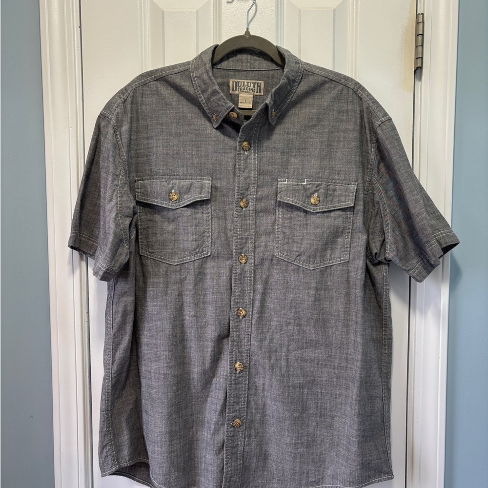 Duluth Trading Co. Men's Casual Grey Button‎ Down Shirt Size Large - Picture 7 of 11
